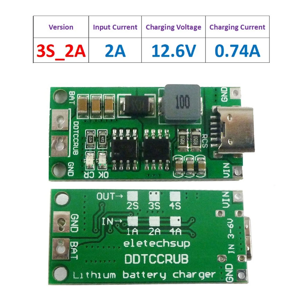 USB-C BMS Lademodul für 18650 Akkus 2S/3S/4S, Step-up Boost – Bild 2