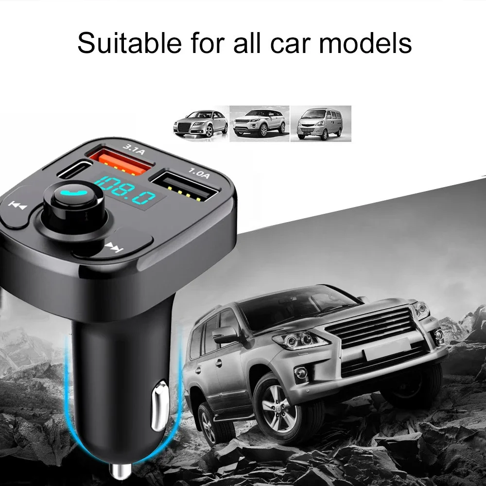 Bluetooth 5.0 Auto FM-Transmitter Aux Freisprecheinrichtung Kabelloses – Bild 4