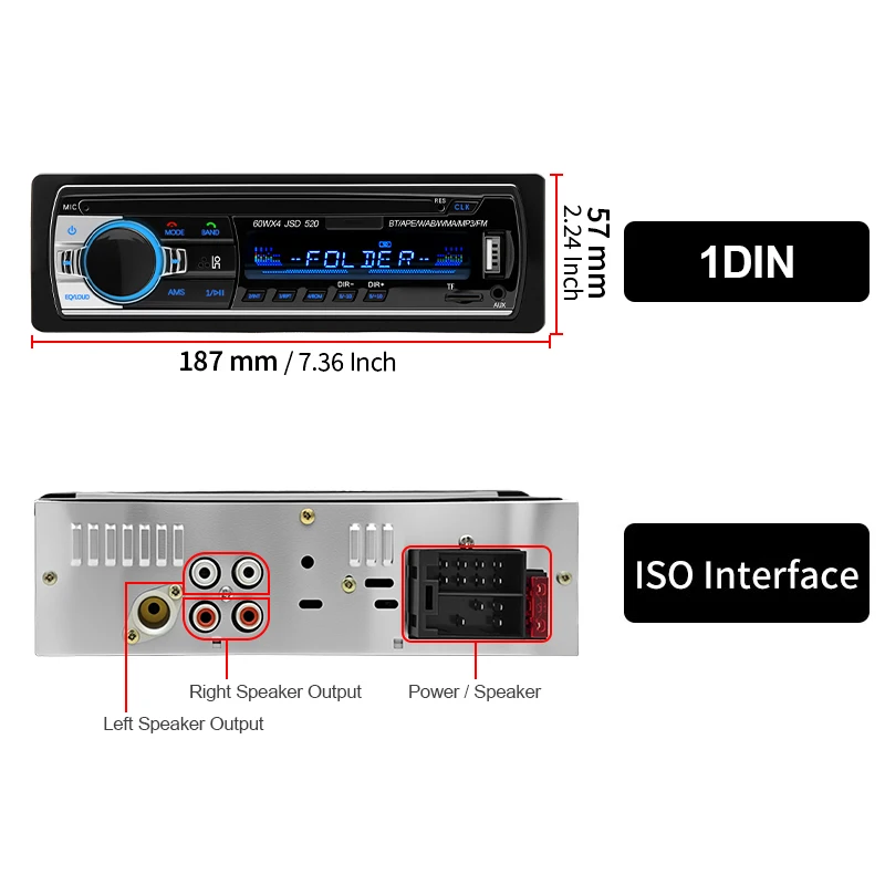 Autoradio-Stereo-Player, digitaler Bluetooth-Auto-MP3-Player, 60 W x 4 – Bild 5