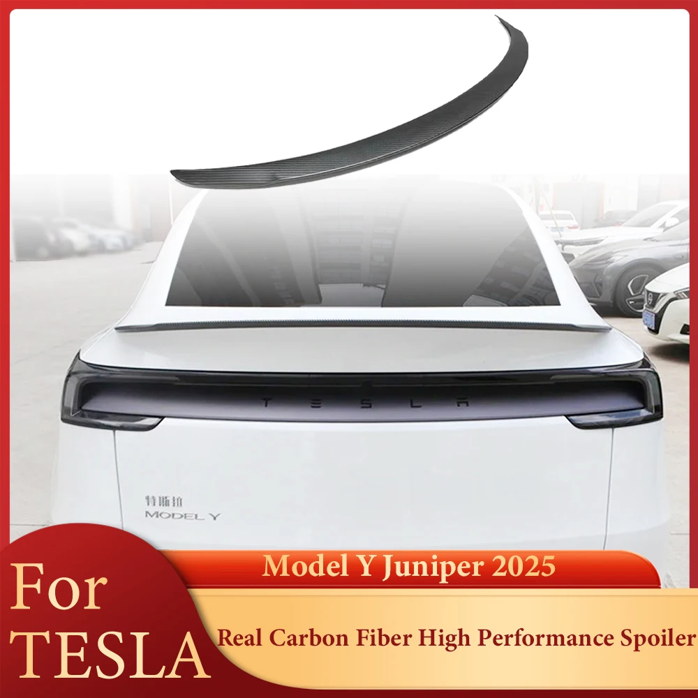 Real Carbon Fiber Hohe Leistung Spoiler Für Tesla Modell Y Juniper 2025 Hinten Stamm Schwanz Flügel Auto Außen