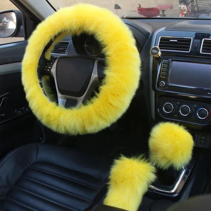 Männer Frauen Warme Plüsch Auto Lenkrad Abdeckung Winter Universal 36 cm Weichen, Flauschigen Handbremse Shift