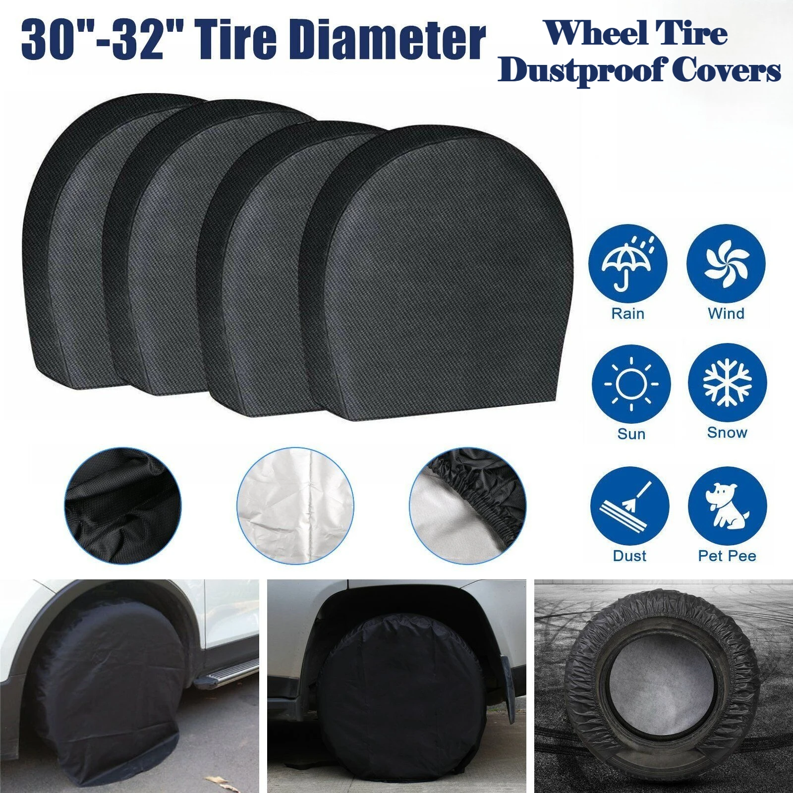 30-32'' wasserdichte Reifenabdeckungen Rad & Reifen RV Trailer Camper Sonnenschutz (4 Stück)