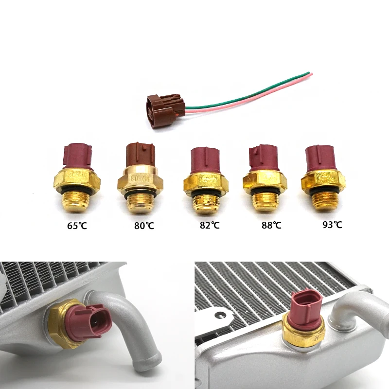 Motorrad Tank Kühler Sensor Thermostat 65 ℃ 80 ℃ 82 ℃ 88 ℃ 93 ℃ Lüfter Temperatur schalter Motorrad Motocross