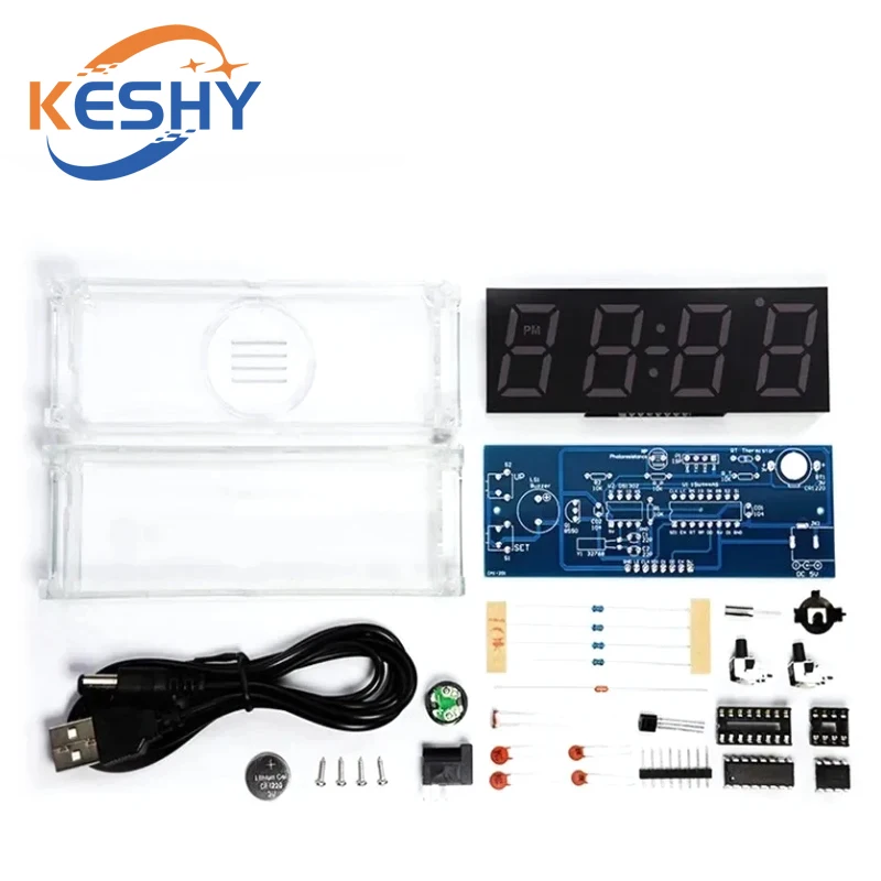 Elektronische Uhr DIY KIT LED Mikrocontroller Kit Digitaluhr Zeit – Bild 2