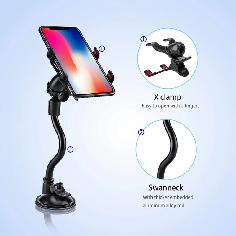 360-Grad-Drehungsauger-Autotelefonhalter, flexible Halterung, Ständer – Bild 3
