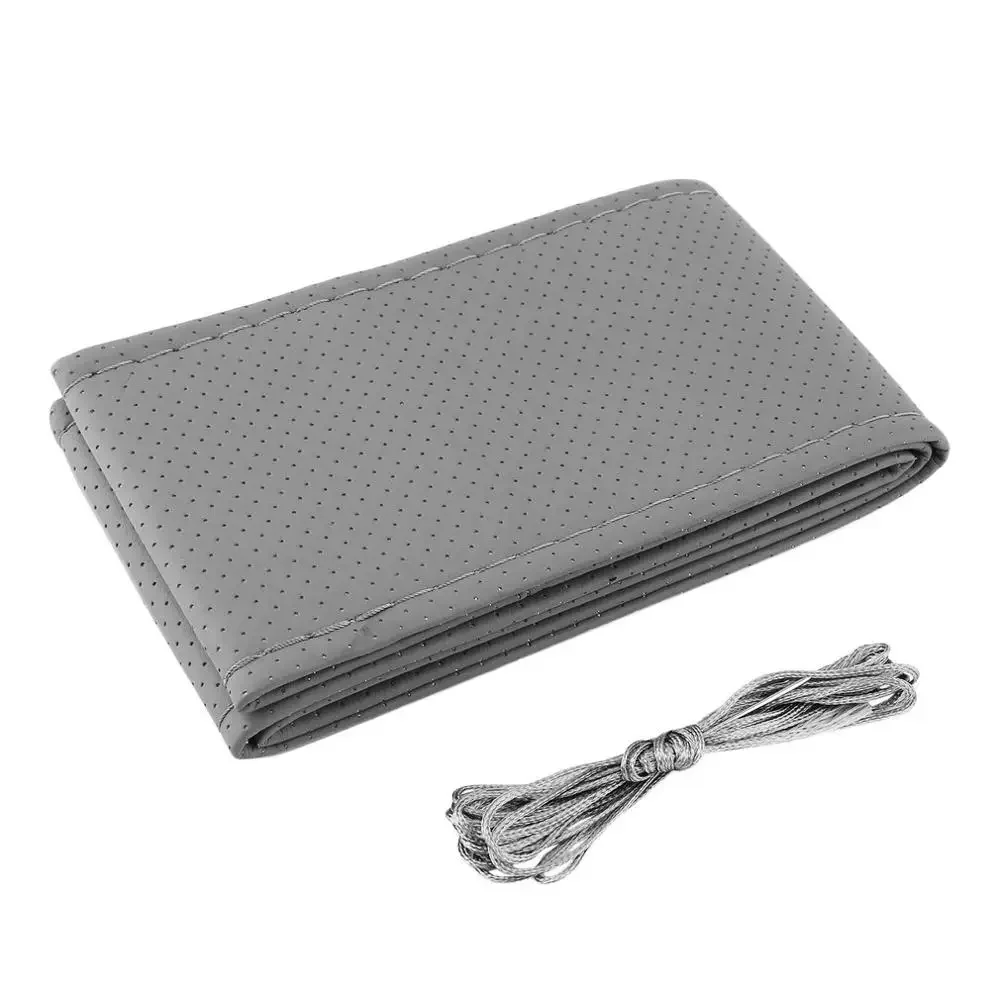 Auto-Lenkrad-Geflecht-Abdeckung, Nadeln und Faden, Kunstleder, Autoabdeckungen, Suite, 5-farbig, DIY-Textur
