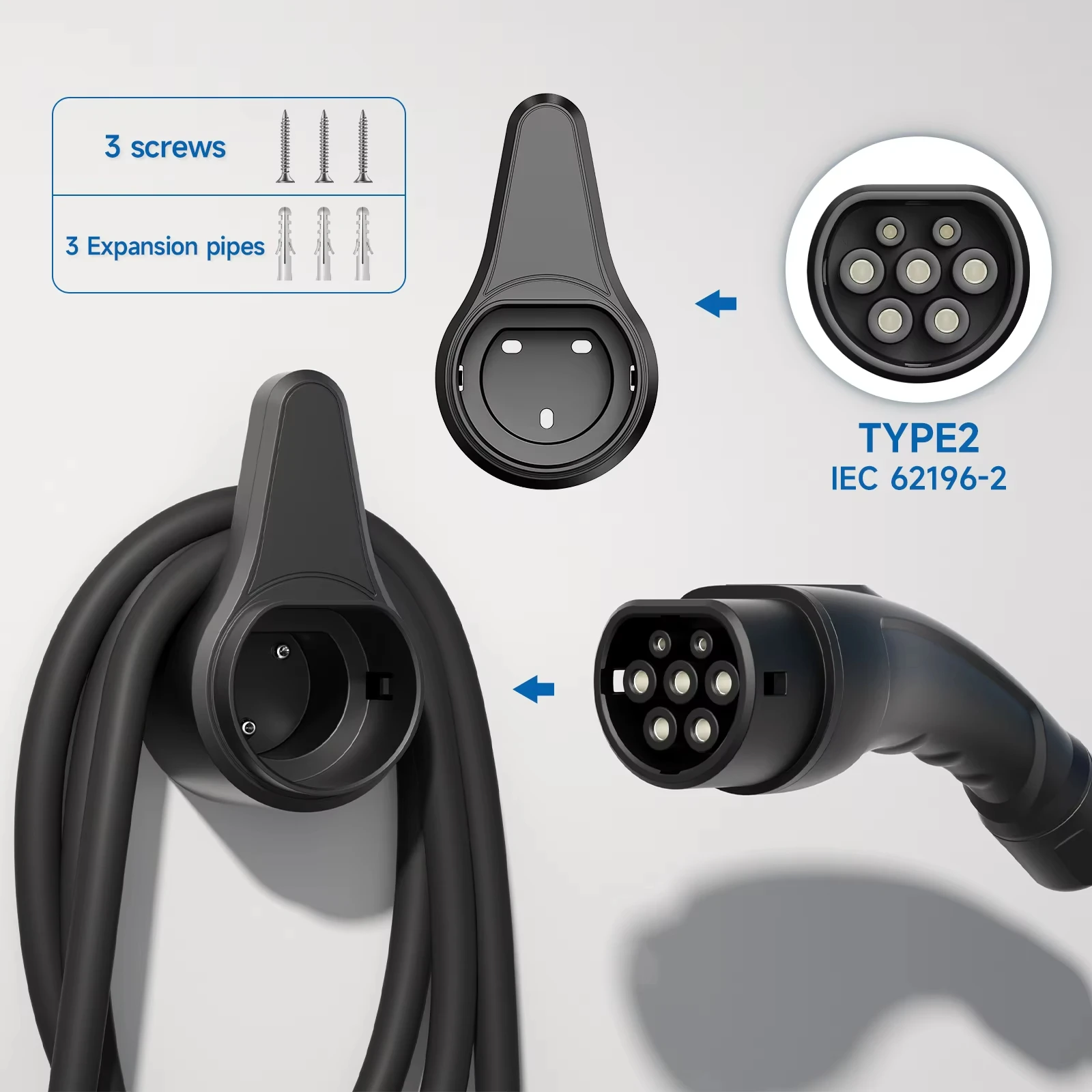 Typ 2 EV-Ladegeräthalter EV-Ladesteckerhalterung Wallbox-Steckdose – Bild 2