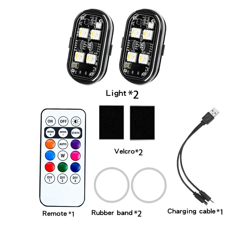 Wiederaufladbare drahtlose Licht Flugzeug Hubschrauber Warnleuchten RGB LED Motorrad Strobe Lichter