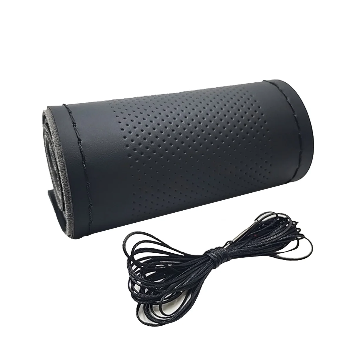 Universeller Leder-Auto-Lenkrad-Stich-On-Wrap-Cover, passend für 38 cm 14 Zoll DIY Nähen, atmungsaktiv