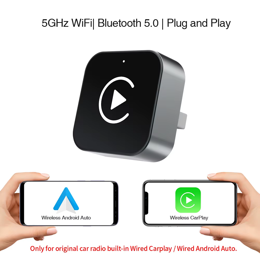 Mini 2-in-1 Wireless CarPlay/Android Auto Adapter Plug-and-Play für VW, Toyota, Nissan, Ford, Benz