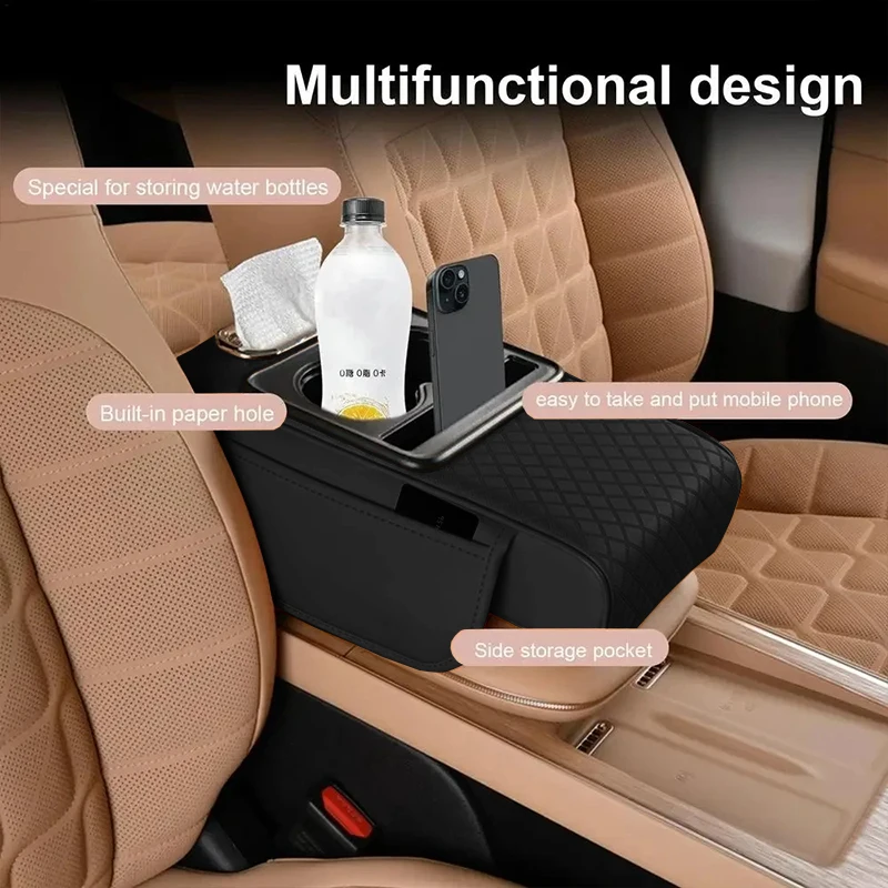 Auto-Mittelkonsolen-Armlehnenkissen mit 2-Getränkehalter – Bild 2