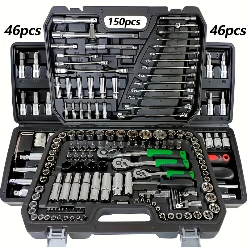 Automatisches mechanisches Reparaturwerkzeug-Set, multifunktional mit Steckschlüssel, Schraubenschlüssel