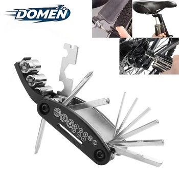 DOMEN Fahrrad 16-in-1-Reparaturwerkzeug für Fahrrad, tragbar, zusammenklappbar
