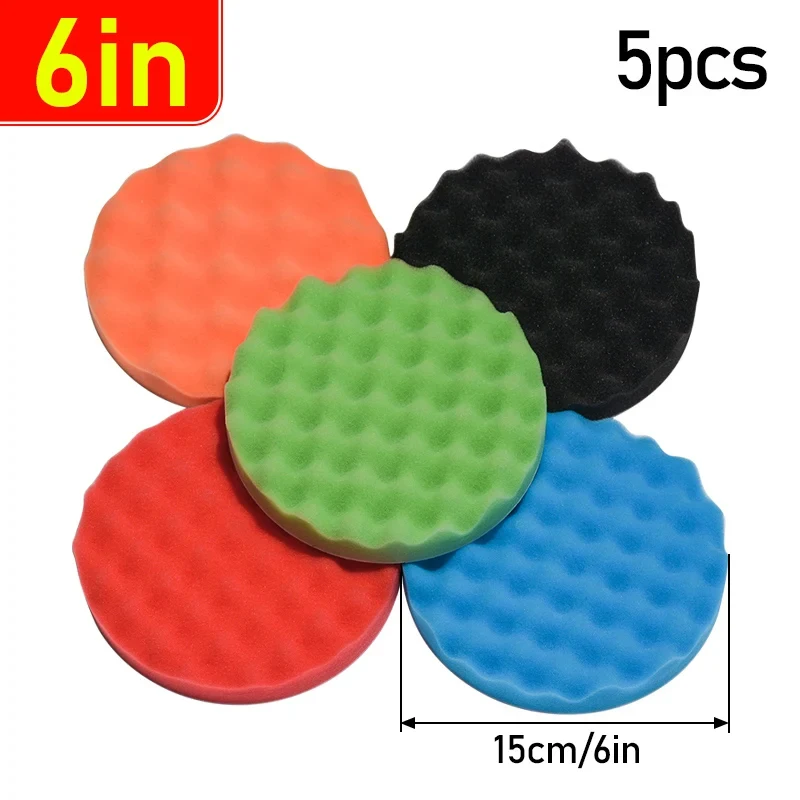 5er-Set 150/180mm Auto-Polierpads 5/6/7 Zoll Schwamm-Polierer Reinigungs- und Wachs-Werkzeug Auto-Pflege