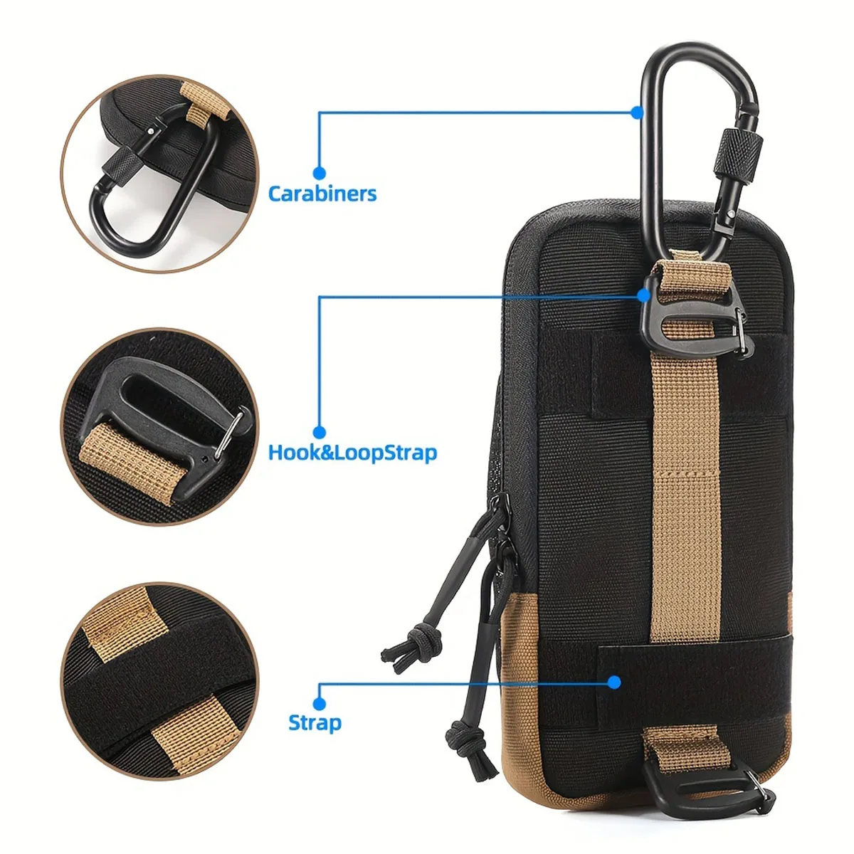 Schwarze multifunktionale Sport-Hüfttasche für Outdoor-Bergsteigen – Bild 4
