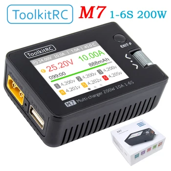 ToolkitRC M7 200W 10A DC Balance Ladegerät Entlader für 1-6S Lipo Batterie mit Spannung Servo Checker ESC