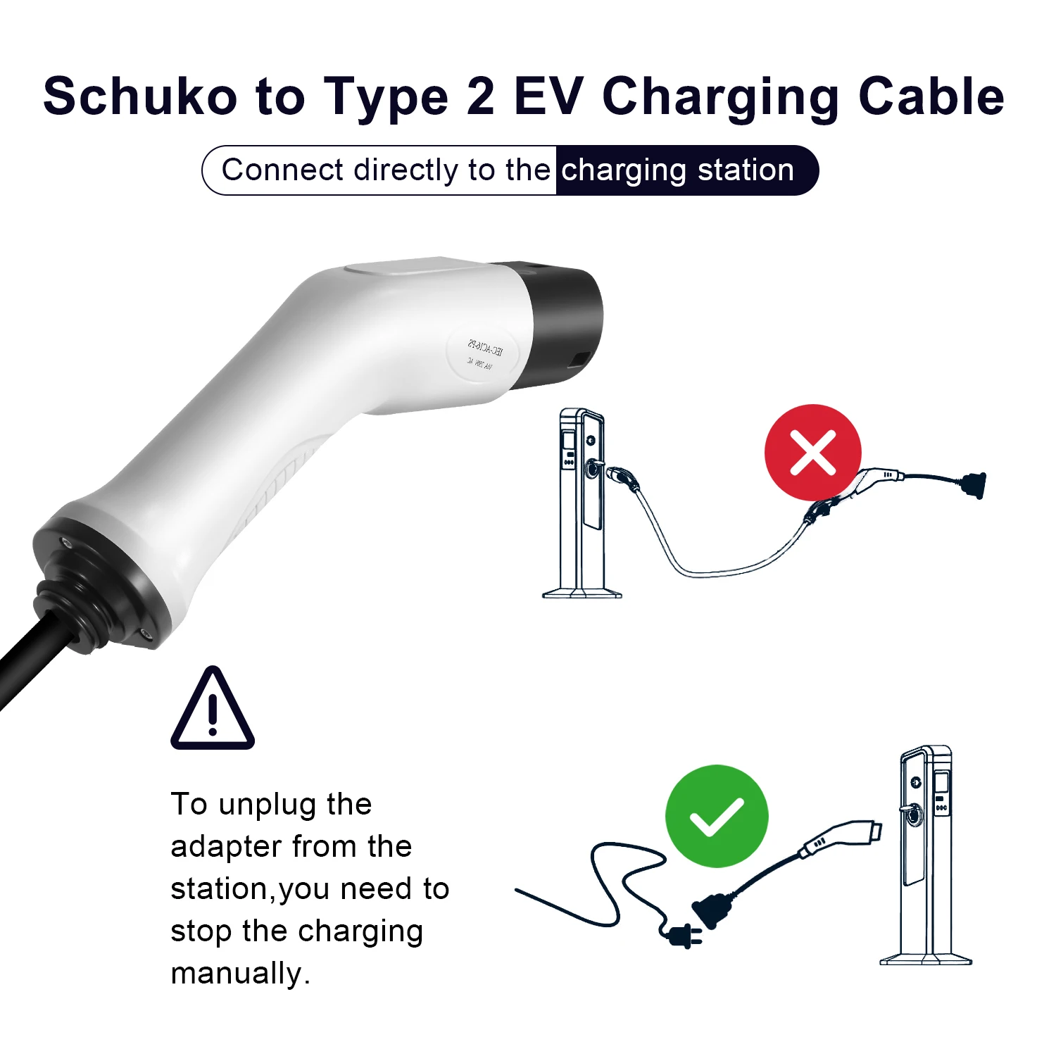 Typ 2 auf Schuko EV-Ladeadapter Elektroauto 16A Typ 2 Ladeanschluss – Bild 4