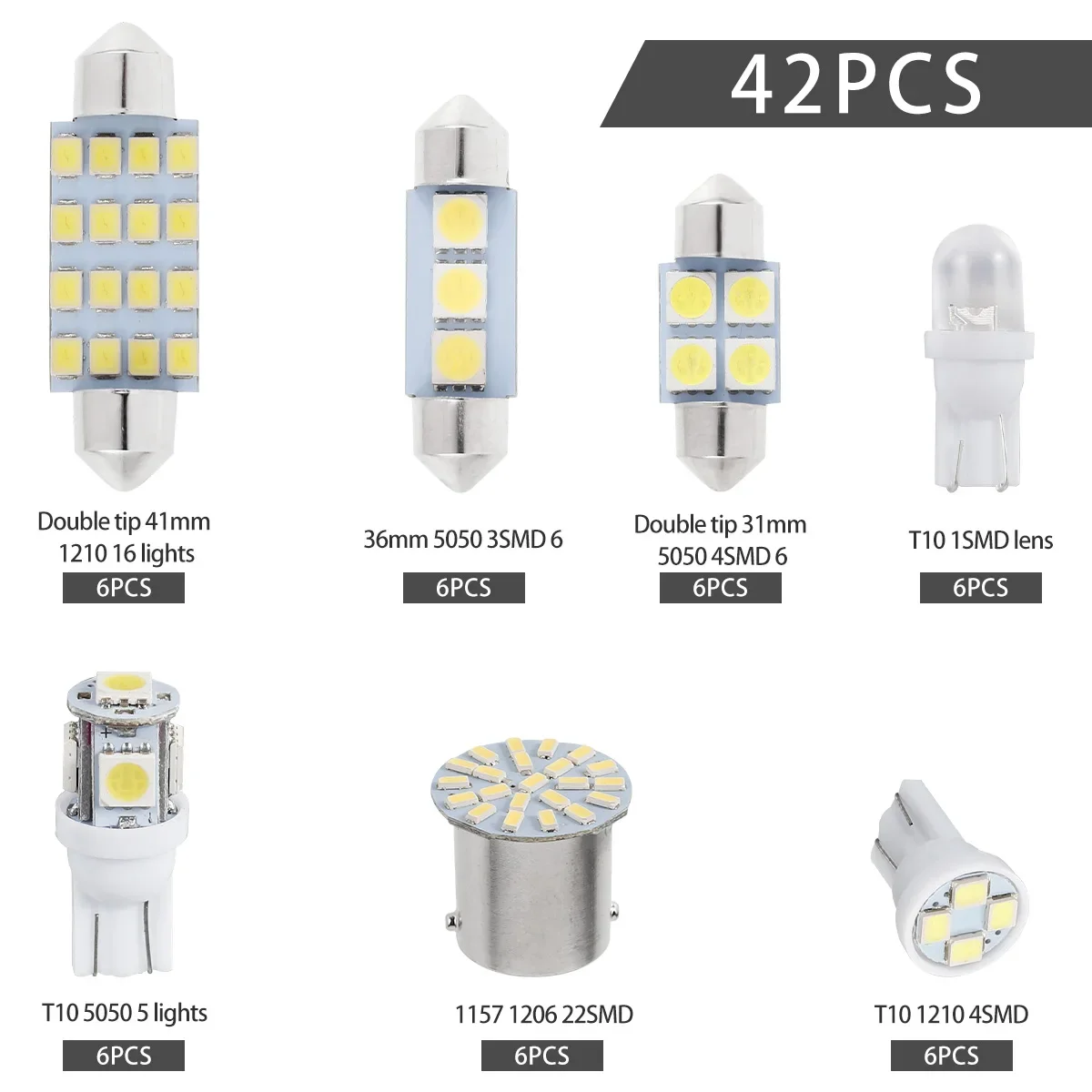 LED Auto Innenbeleuchtung T10 6000 K SMD LED Ersatz (42 Stück) – Bild 2