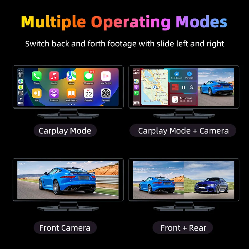 10,26-Zoll-4K-Dashcam mit CarPlay und Android Auto, 360°-Drehung – Bild 3