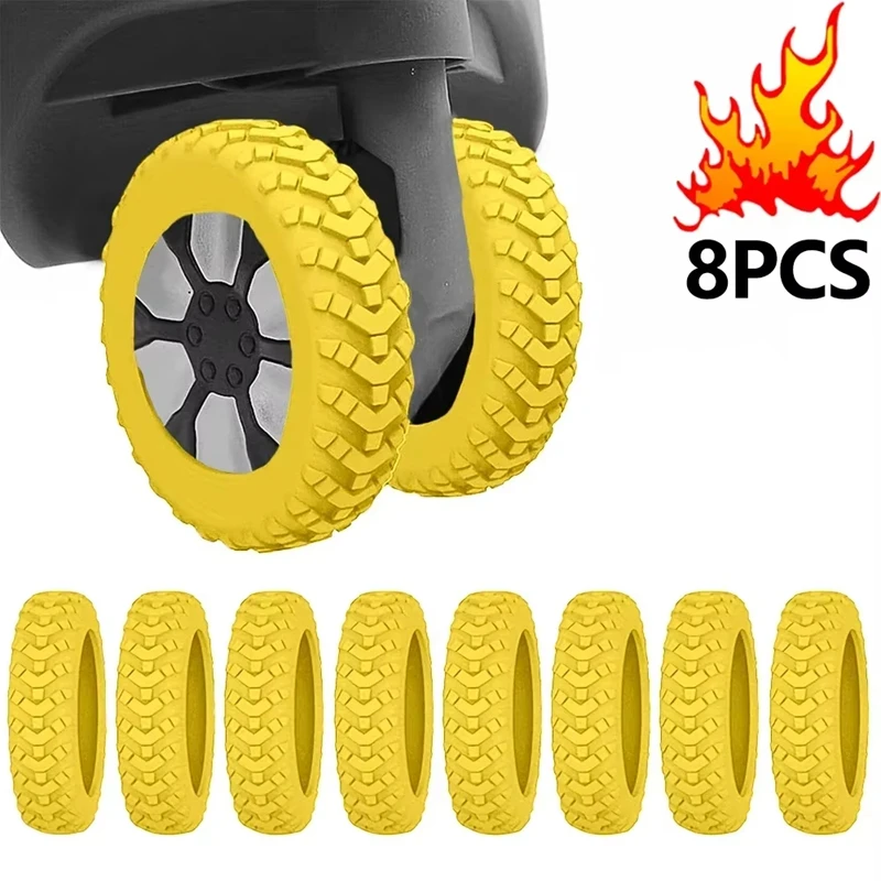 Kofferrollenschutz aus Silikon, Rollenschuhe für Reisegepäck, Geräuschreduzierende (8 Stück)