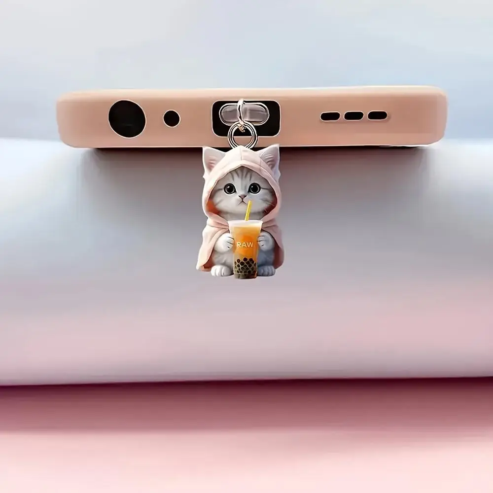 Handy-Staubstecker-Anhänger mit Acryl, rosa Qualle, Oktopus, Zubehör, Dekoration, geeignet für iPhone Typ C