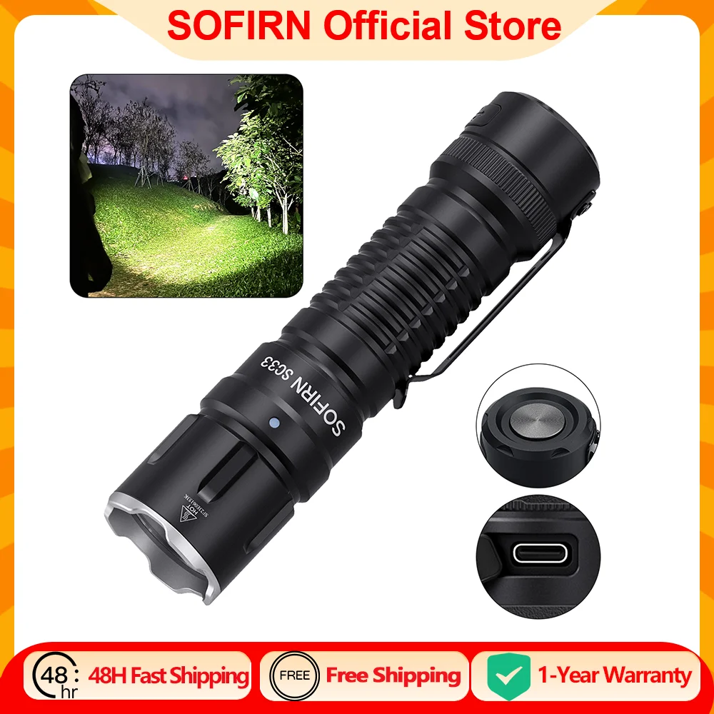 Sofirn SC33 5200 Lumen LED-Taschenlampe XHP70.3 HI Taktische Taschenleuchte Leistungsstarke wiederaufladbare
