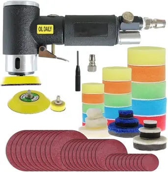 Druckluftschleifer 25mm/50mm/80mm Exzenterschleifer-Set mit Polier- und Polierpads, tragbares