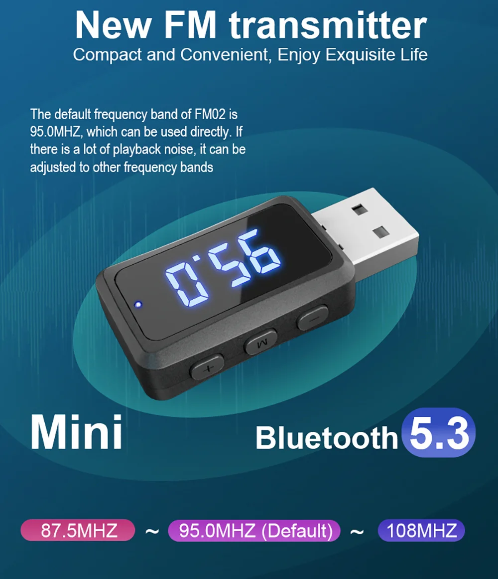 Auto Bluetooth 5,3 FM Sender Empfänger Freisprechen Anruf Mini USB Power Wireless Adapter Auto Audio Für Auto