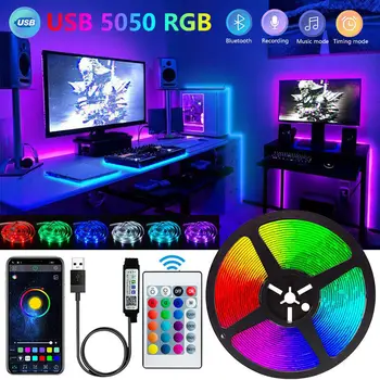 Bluetooth LED Lichter Streifen 5050 Smart App Fernbedienung flexible Diode Lampe RGB Band Hintergrund