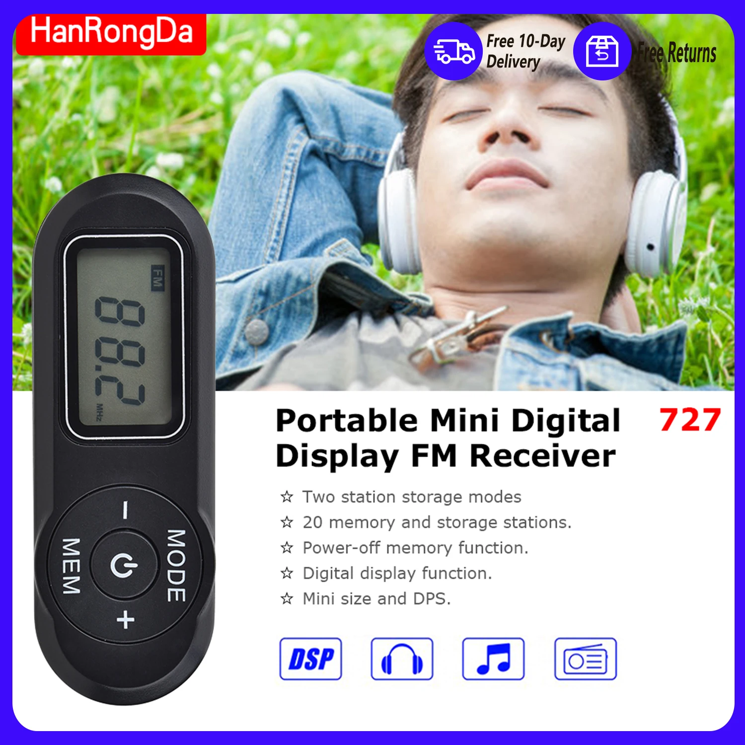 HanRongDa HRD-727 DSP FM Radio Tragbares Mini-Design ABS Retro-Digitalanzeige Radio Tragbares LCD-Display DSP
