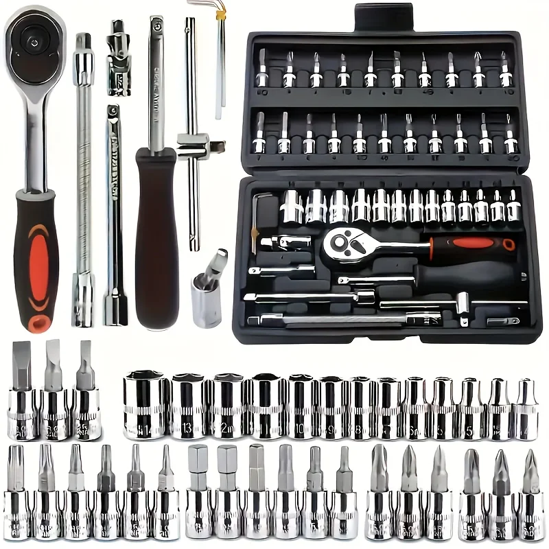 Automatisches mechanisches Reparaturwerkzeug-Set, multifunktional mit Steckschlüssel, Schraubenschlüssel
