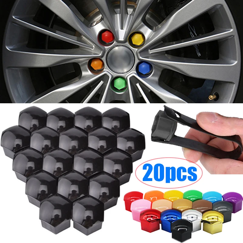 17mm/19mm/21mm 20Pcs Auto Rad Mutter Kappen Schutz Abdeckungen Kappen Auto Hub schraube Abdeckung Schwarz Auto