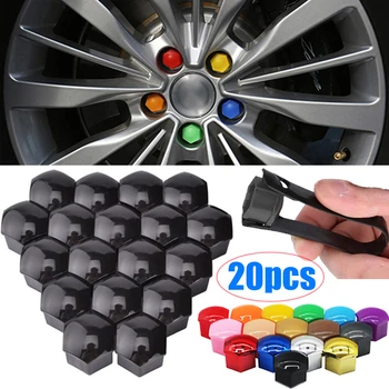 17mm/19mm/21mm 20Pcs Auto Rad Mutter Kappen Schutz Abdeckungen Kappen Auto Hub schraube Abdeckung Schwarz Auto
