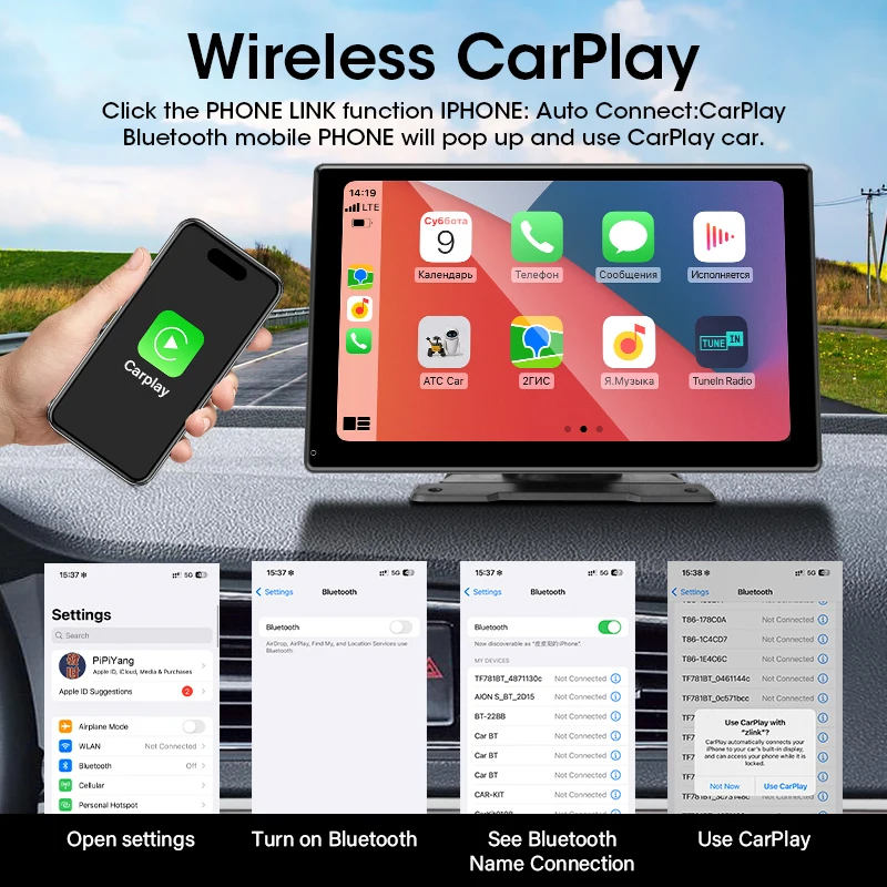 7/10 Zoll Carplay Car Smart Screen Multimedia-Videoplayer Drahtloses – Bild 2