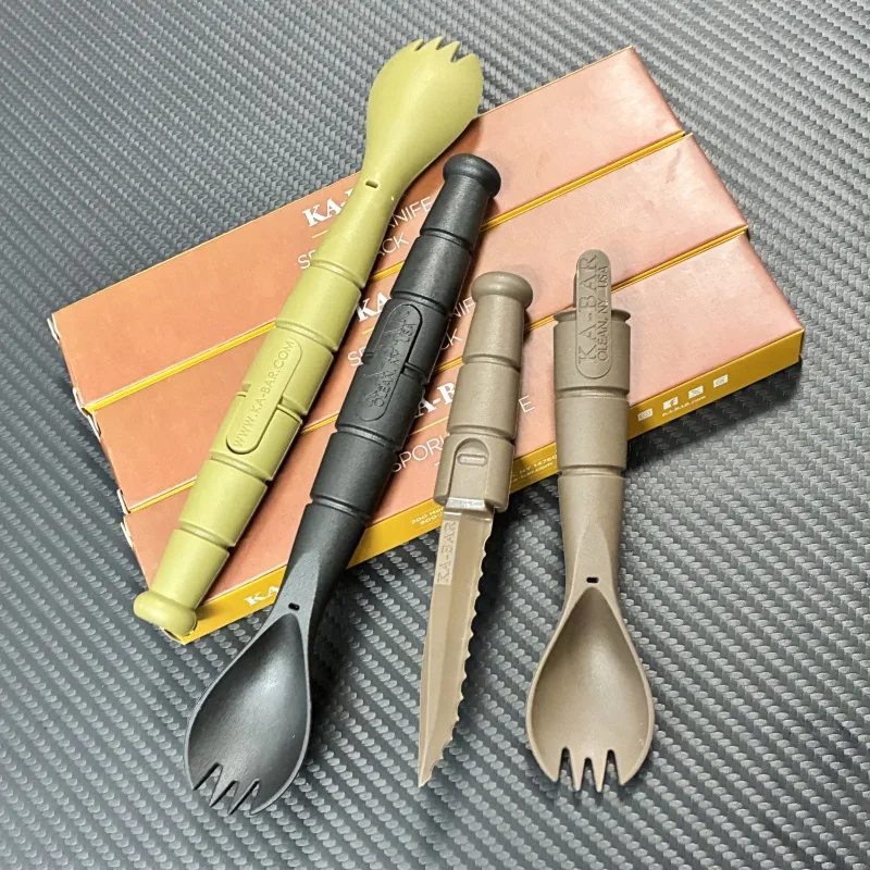 Taktisches Mini-Besteck-Set, EDC, Outdoor-Multifunktionswerkzeug, Gabel, Löffel, Messer, Combo, Camping