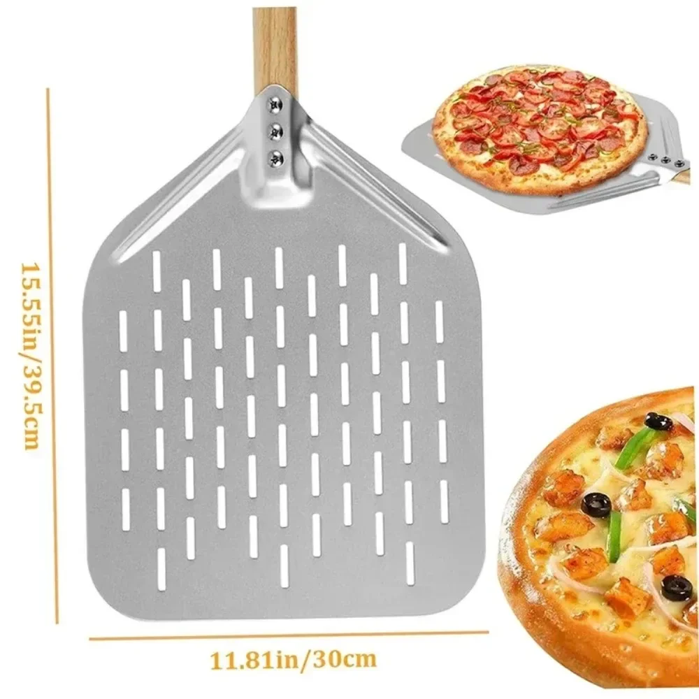 12-Zoll-Pizzaschaufel aus Metall, antihaftbeschichtet, Pizzaschale – Bild 6