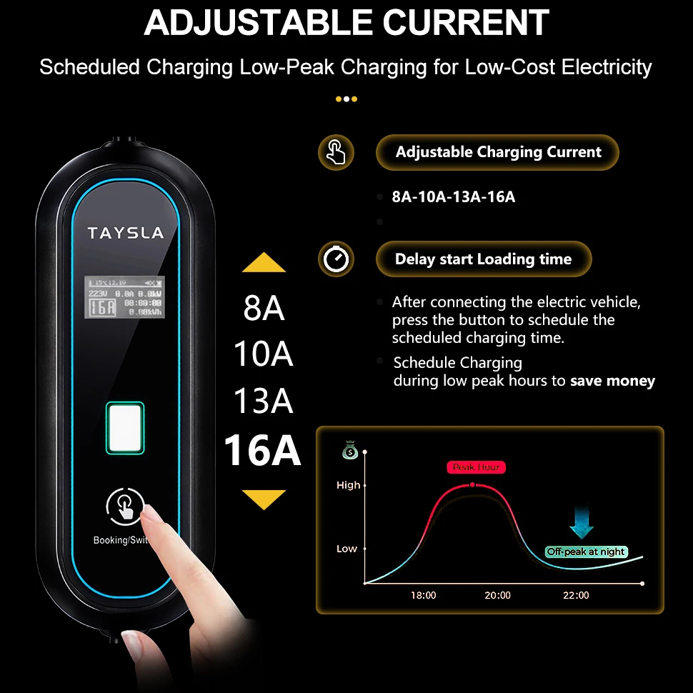 Taysla haushalts elektroauto ladegerät 16a max 220v tragbares ev – Bild 2
