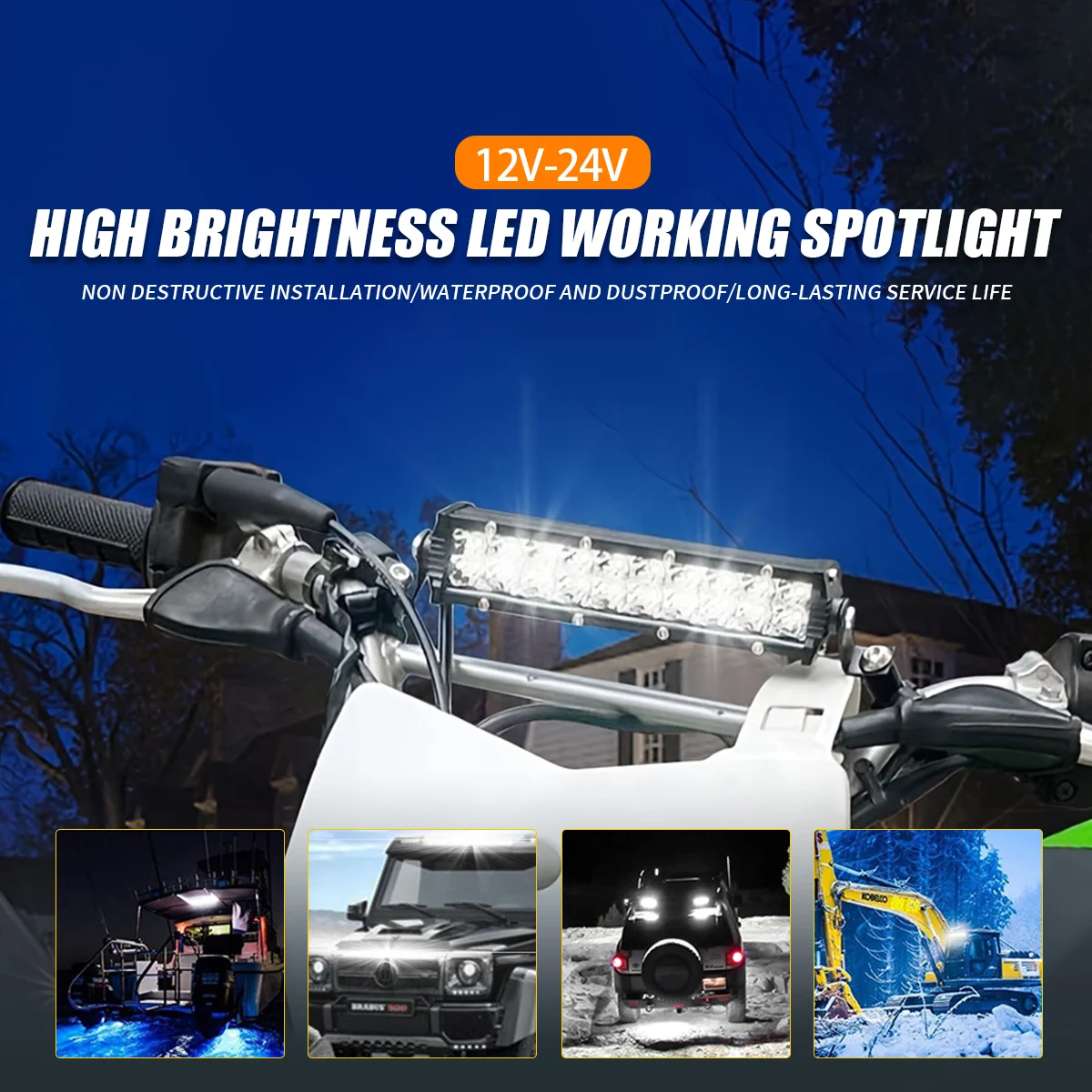 Motorrad-Scheinwerfer, LED-Lichtleisten-Set für den Lenker, 60 W LED – Bild 2