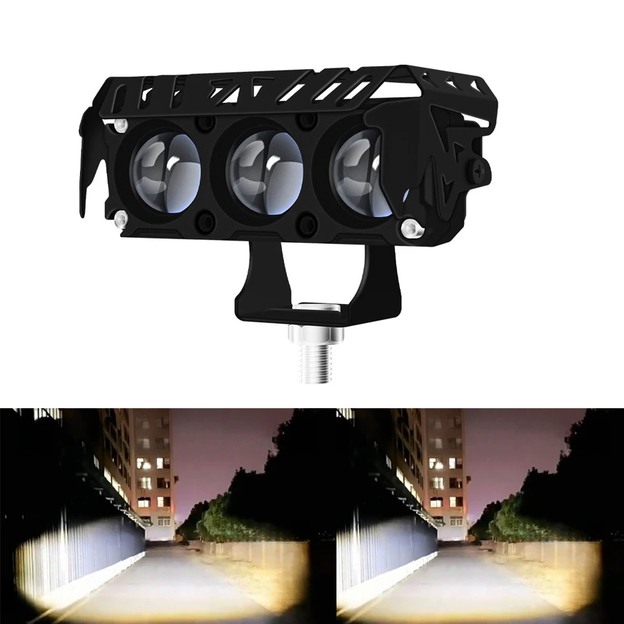 Motorrad LED Spot Licht Dual Farbe Hallo/Abblendlicht Nebel Lampen für Auto Lkw SUV UTV 12V 24VMini objektiv