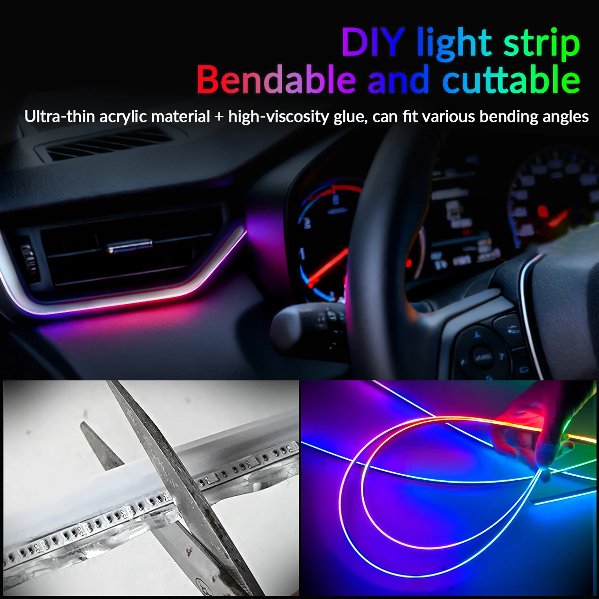 18-in-1 Vollfarbige Streamer-Auto-Ambientebeleuchtung RGB 64 Farben – Bild 3