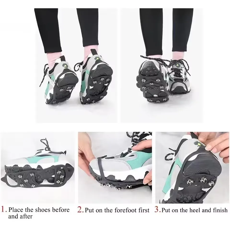 8 Zähne Eisgreifer Spike Schuhe Winter Outdoor Anti-Rutsch Wandern – Bild 4