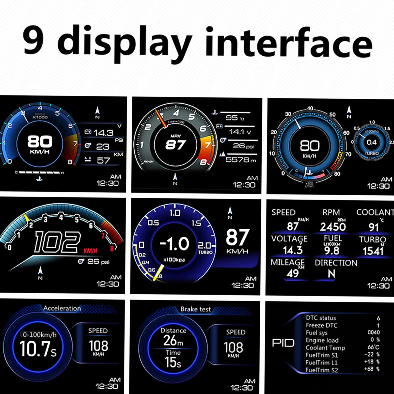Auto-Head-Up-Display, Messgerät, hochauflösender Tachometer – Bild 4