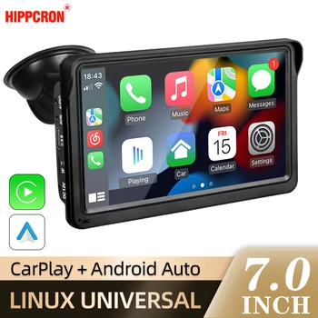 Hippcron 7 Zoll Autoradio Multimedia Videoplayer Drahtloses Carplay und drahtloses Android Auto Tragbarer