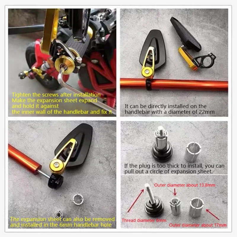 EAFC Universal Motorrad 22mm Bar End Side Rückspiegel 2 Stücke – Bild 6