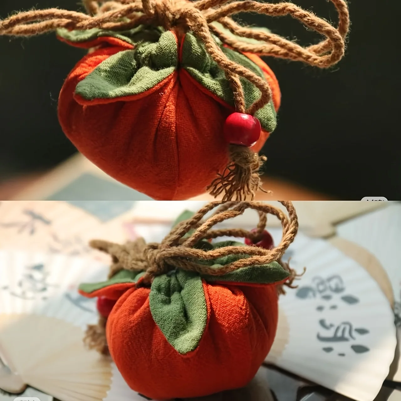 Räuchertasche mit Persimmon-Anhänger, kann am Rückspiegel oder im Auto – Bild 3