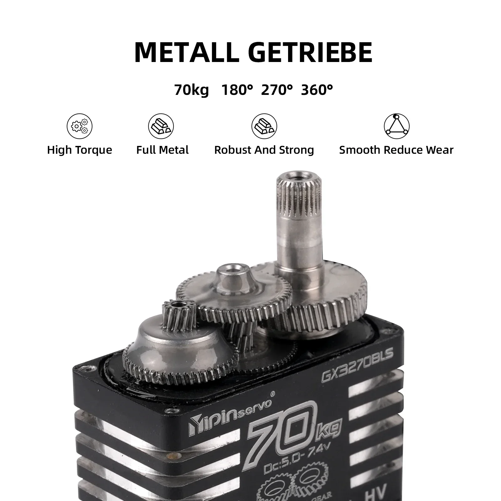 70 kg digitale Servos, großes Drehmoment, magnetische Induktion, 8,4 – Bild 4