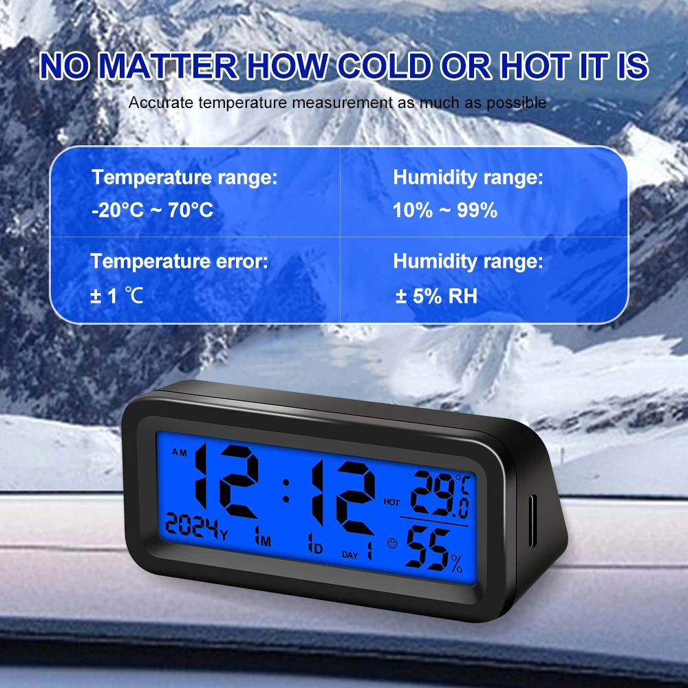 Solar/USB Auto Uhren Dashboard Thermometer Automotive Elektronische – Bild 5