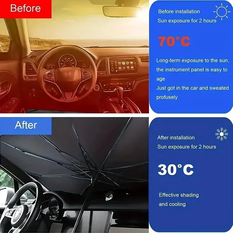 Auto Sonnenschirm Regenschirm Für Frontscheibe Sonnenschutz Schutz – Bild 5