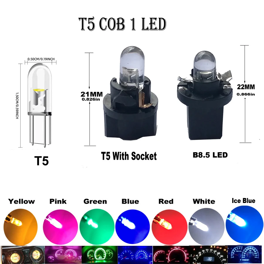 T5 PC74 B8.5 Led W3W Auto Innen Licht Dashboard Erwärmung (10 Stück) – Bild 2