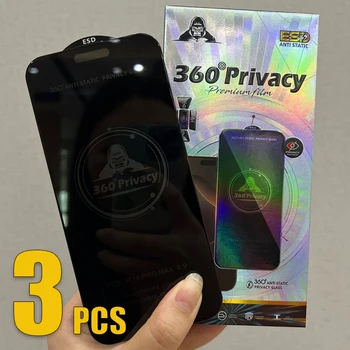 360 ° Privatsphäre-ESD-Displayschutzfolie aus gehärtetem Glas, antistatisch, für iPhone Duo 18 Pro (3 Stück)